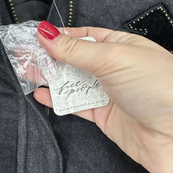 Free People Fleur De Lis Denim Puffer Jacket Size S - Picture 6 of 9